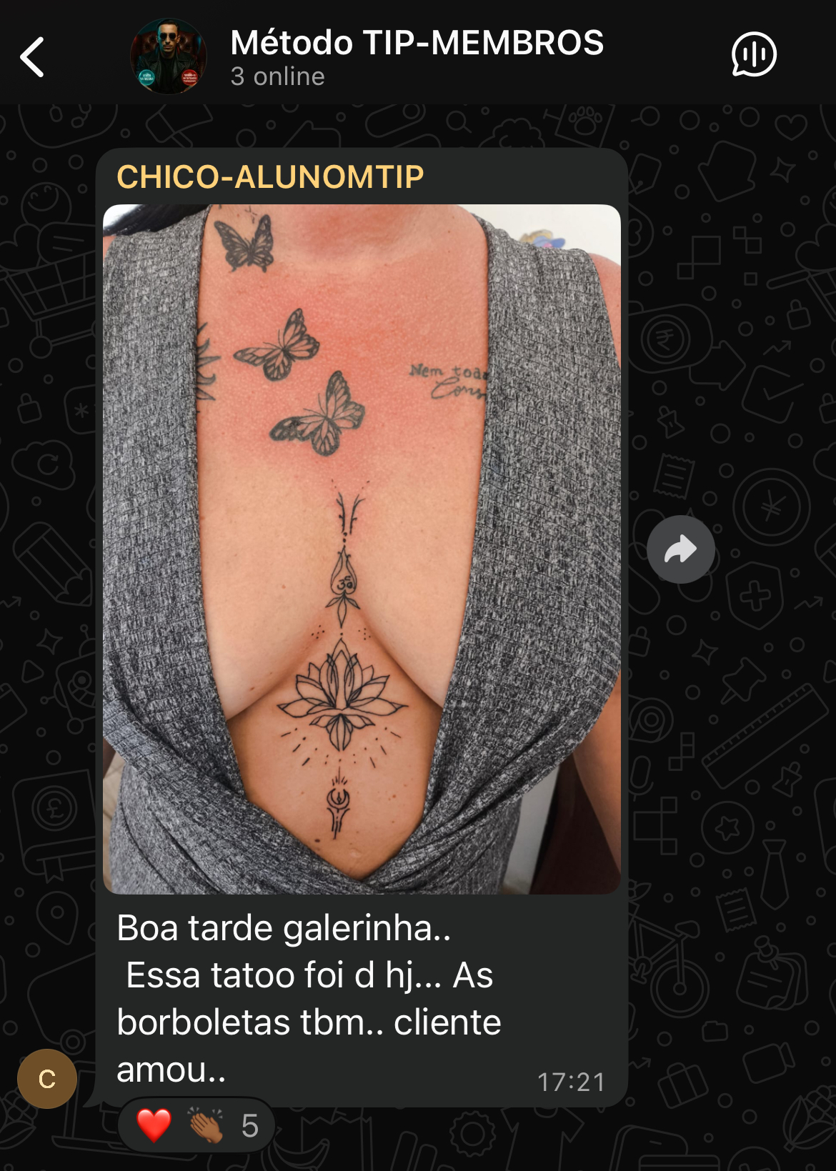 Tatuagem em pele humana – aluno Método TIP