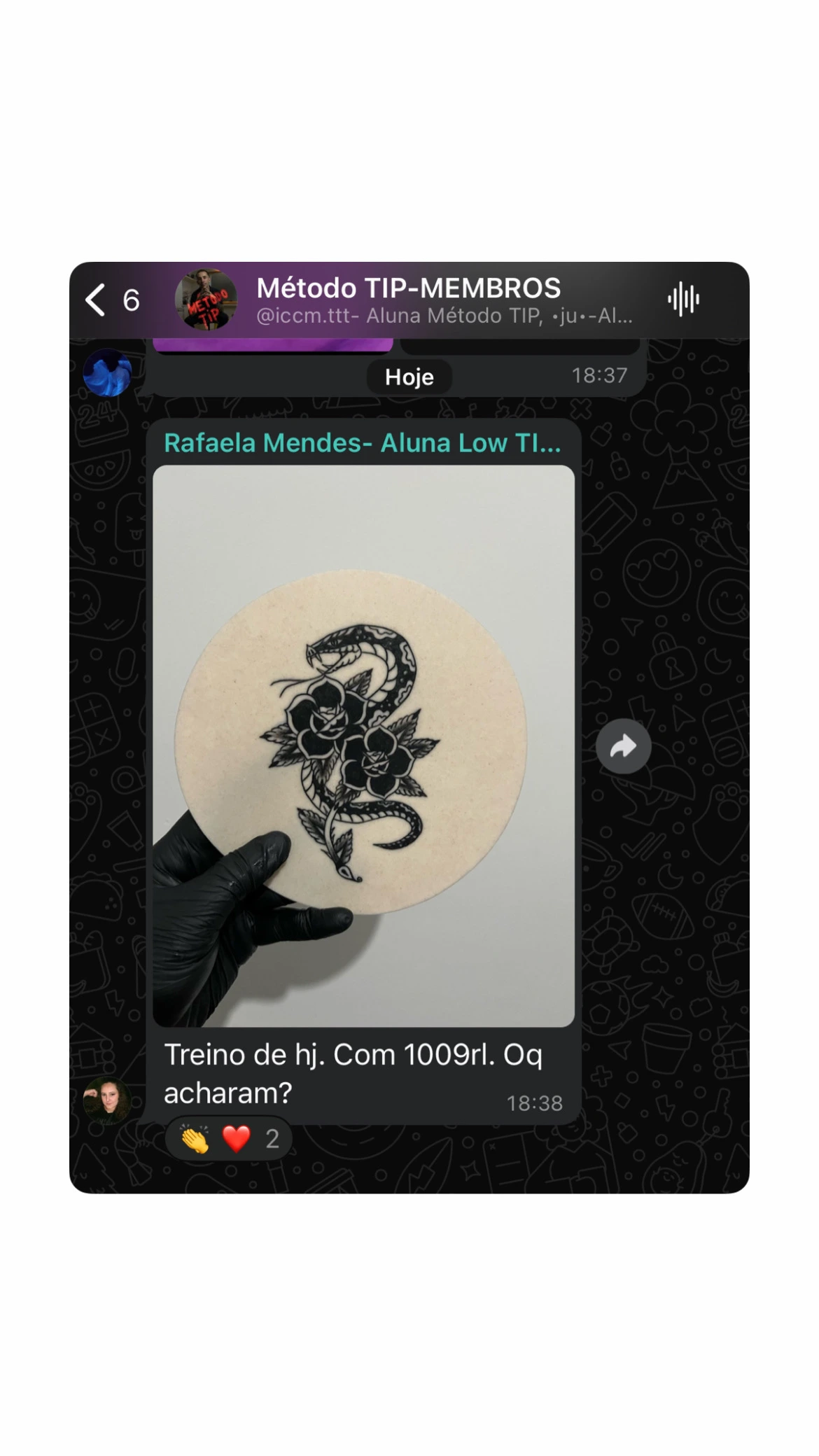 Treino em pele artificial – aluno Método TIP
