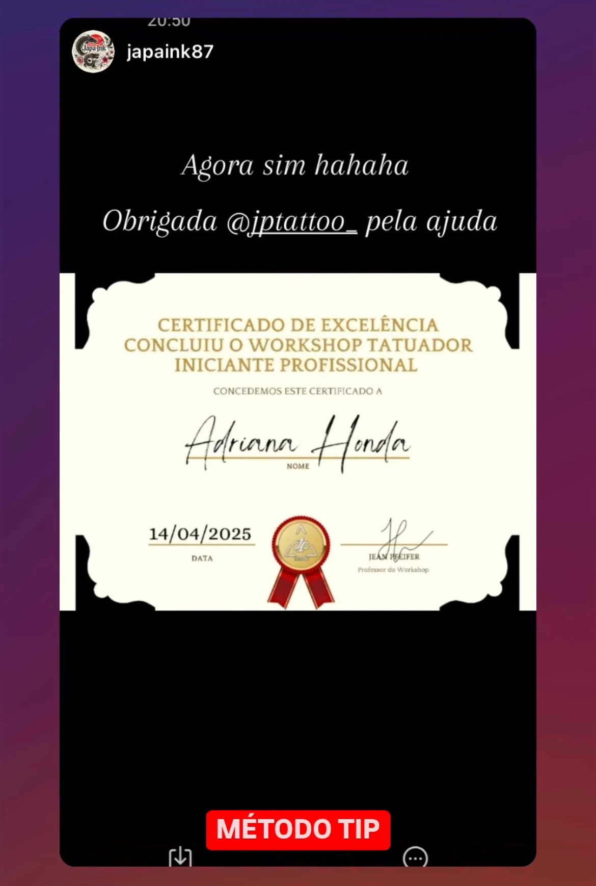 Feedback de aluno – Método TIP