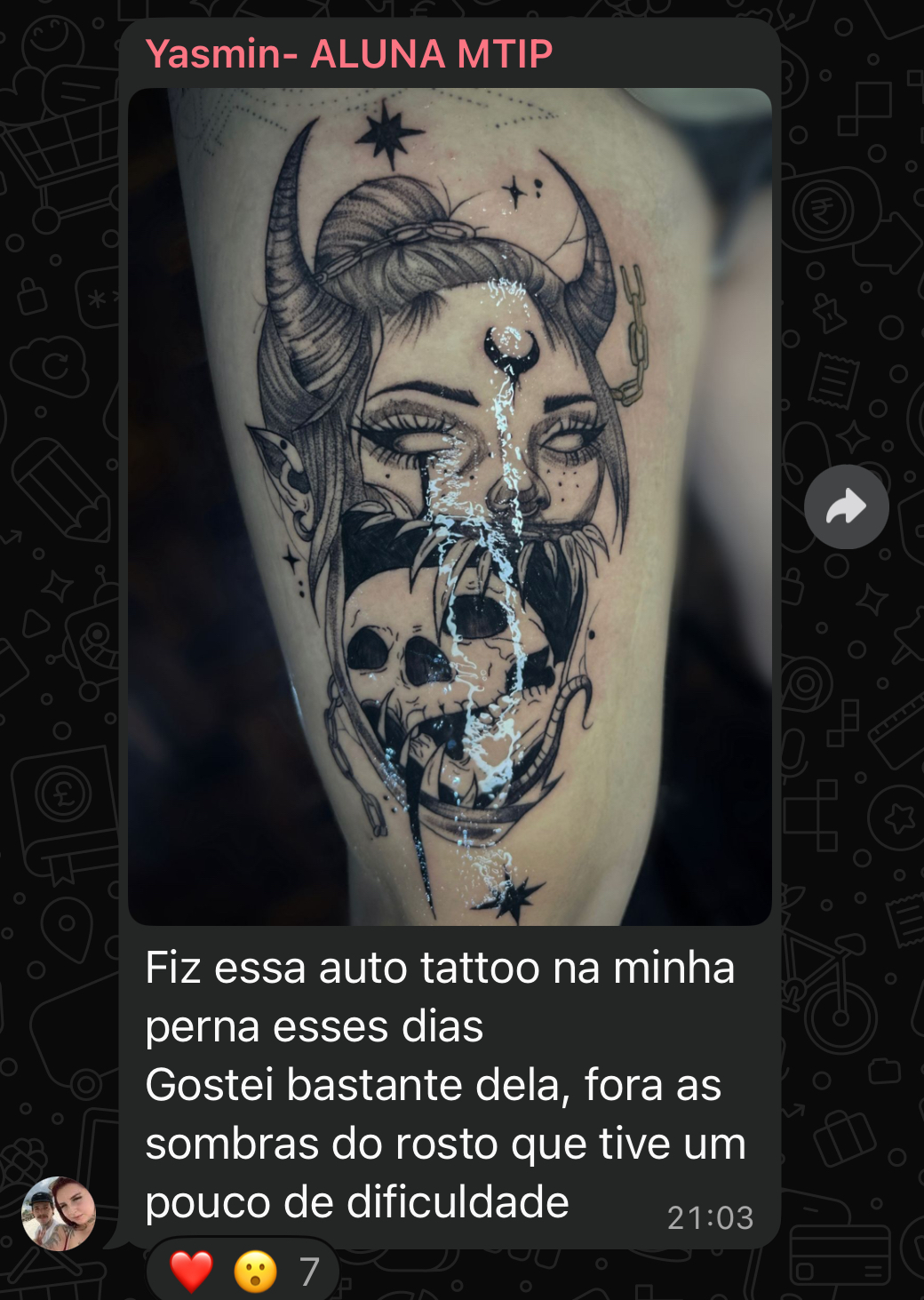 Tatuagem em pele humana – aluno Método TIP